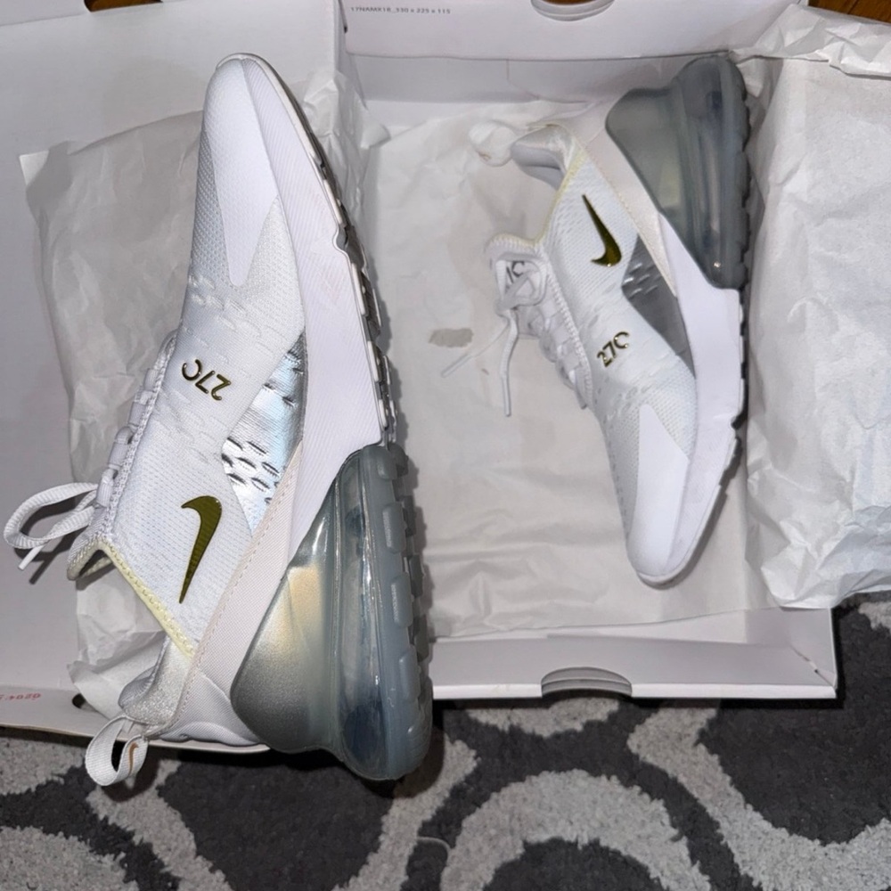 Nike Air Max 270 White with Gold Accents
